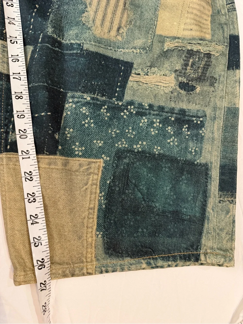 NWT FREE PEOPLE WE THE FREE Illusions Relaxed Fit Jeans Indigo Combo Patch‎ 27